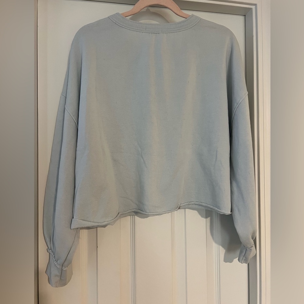 Z Supply Sky Blue Cropped Sweatshirt - Picture 2 of 3